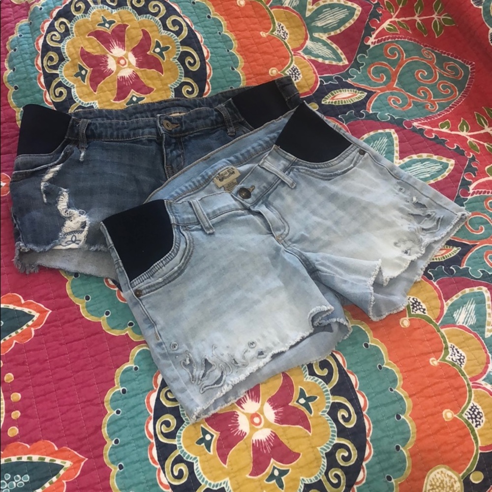 2 Pairs Indigo Blue maternity shorts!